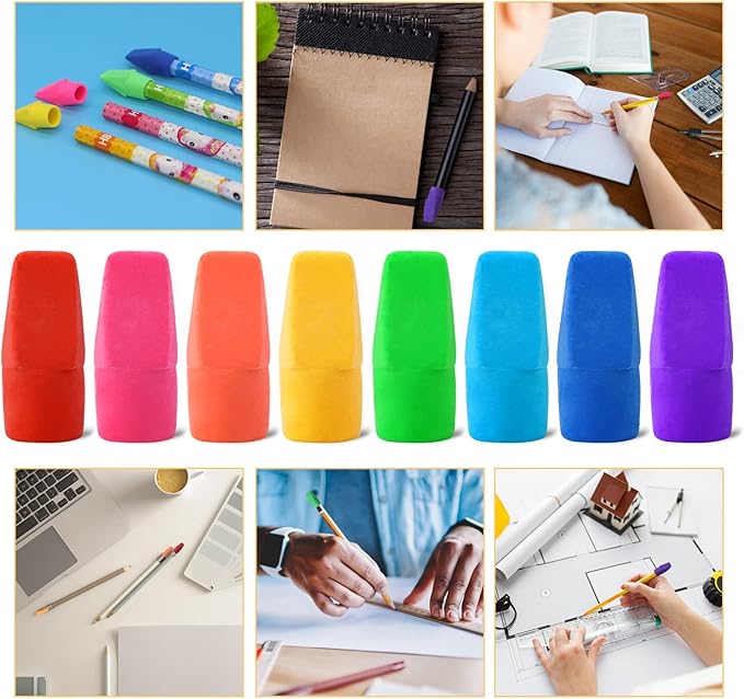 PRALB 400PCS Pencil Top Eraser Bulk Caps for Pencils,Chisel Shape Erasers Toppers Assorted Colors for Party Favors Games Prizes, Pencil Top Erasers Cap for Home School Classroom Office