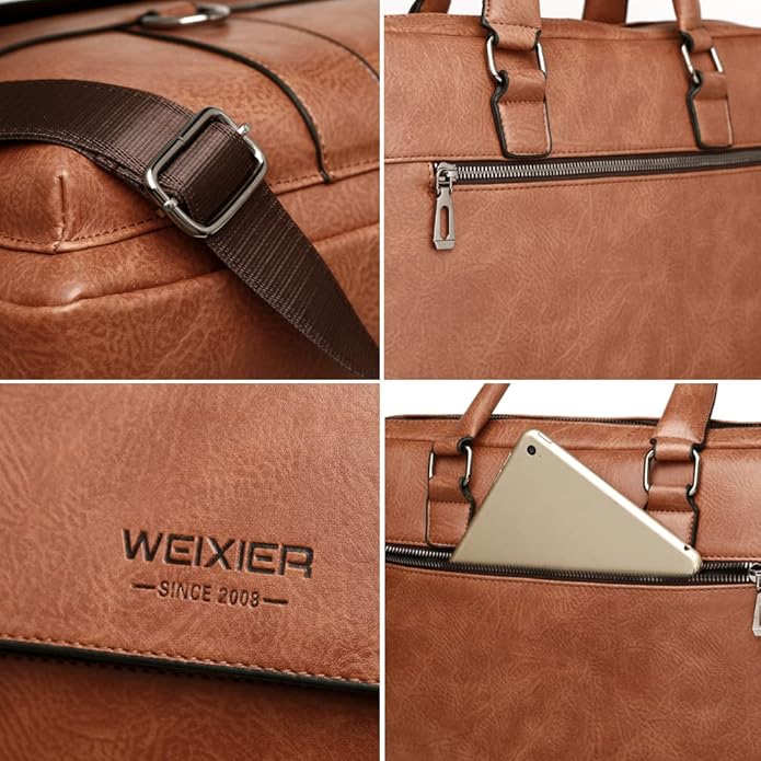 Hebetag Small Leather Sling Shoulder Bag Messenger Pack for Men Women Outdoor Travel Business