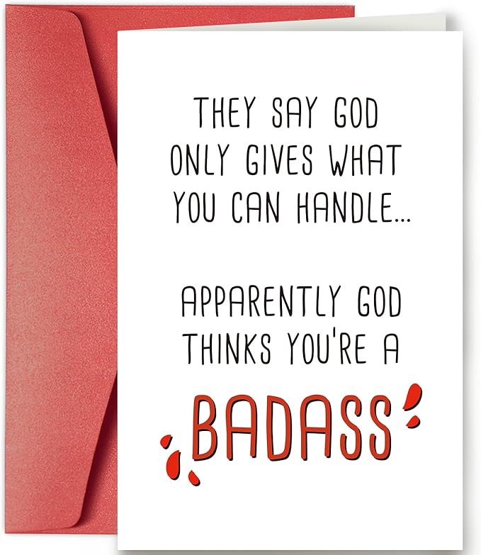 Funny Get Well Greeting Card Gift, Hilarious Encouragement Card, Post Surgery Card, Feel Better Card, God Thinks You're a Badass