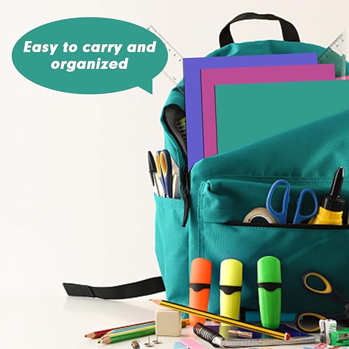 Two Pocket Folders, RAZCC 30 Pack 2 Pocket Folders Fit Letter Size Paper, Paper Folders with Pockets for School Office Business Home, Assorted 5 Colors