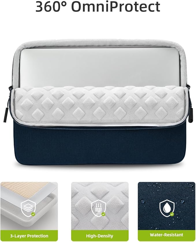 Protective 14 Inch Laptop Sleeve for 14 MacBook Air/Pro, 14 HP Dell Lenovo Asus Notebook - Shockproof, Water-Resistant with Accessory Pocket (Blue, 14 inch)