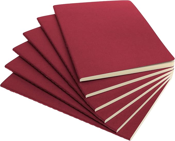 Simply Genius A5 Notebooks for Work, Travel, Business, School & More - College Ruled Notebook - Softcover Journals for Women & Men - Lined Note Books with 92 pages, 5.5" x 8.3" (Wine, 6 pack)