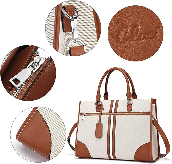 CLUCI Briefcase for Women Leather Laptop 15.6 Inch Business Ladies Work Computer Tote Bags
