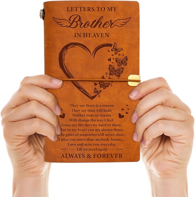 Vetbuosa Letter to Brother in Heaven Leather Journal,Memorial Gifts,Sympathy Gifts for Loss of Brother,Bereavement Gifts for Loss of Brother,Remembrance Funeral Condolence Gifts for Loss of Brother