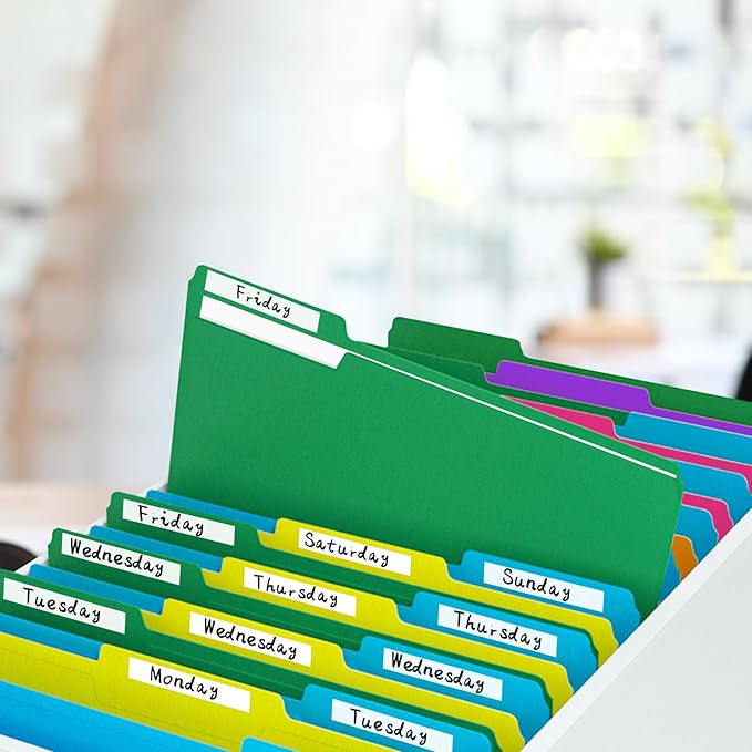 File Folder, PANDRI 270 Pack Colored File Folder, 1/3 Cut Tabs, Letter Size, Assorted 6 Colors Filing Folder for Office School Business