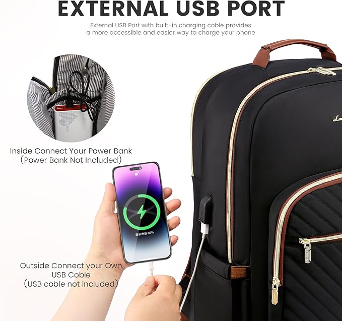 LOVEVOOK Laptop Backpack for Women 15.6 inch,Cute Womens Travel Backpack Purse,Professional Laptop Computer Bag,Waterproof Work Business College Teacher Bag Carry on Backpack with USB Port,Black Brown