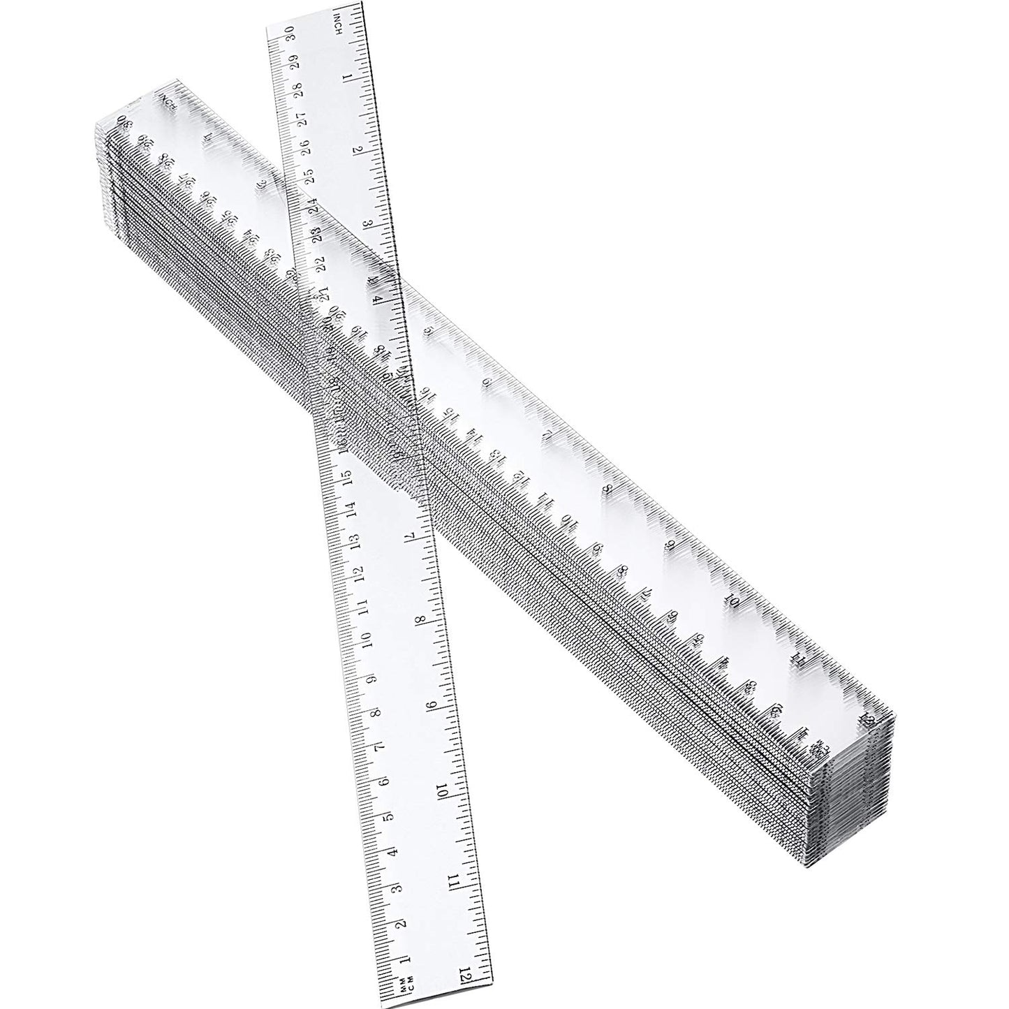 Eboot 50 Pack 12 Inch Rulers Bulk Clear Plastic Ruler Measuring Tool for Kids Student School Office