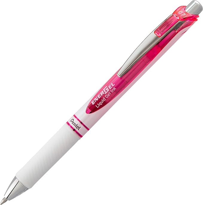Pentel Pink BCA EnerGel Pearl RTX Retractable Gel Pen, 0.7mm (BL77WBP2PP)