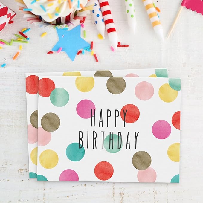 Watercolor Bulk Birthday Cards Assortment – 48pc Bulk Happy Day sheets with Envelopes Box Set – Assorted Blank Celebration Sheets for Women, Men, and Kids in a Boxed flyers Pack