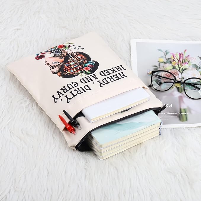 KEYCHIN Reading Lover Book Sleeve Book Club Librarian Gifts Nerdy Dirty Inked And Curvy Book Cover Book Lover Gifts Book Covers For Paperback (Nerdy Dirty BS)