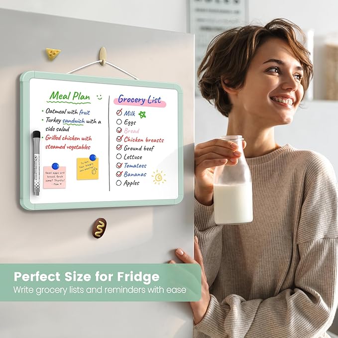 Small Double-Sided White Board Dry Erase Board for Wall, 14"x11" Hanging Whiteboard for Door, Mini Dry Erase Board with a Black Dry Erase Marker, Small Whiteboard for Kids Students, Back to School-G