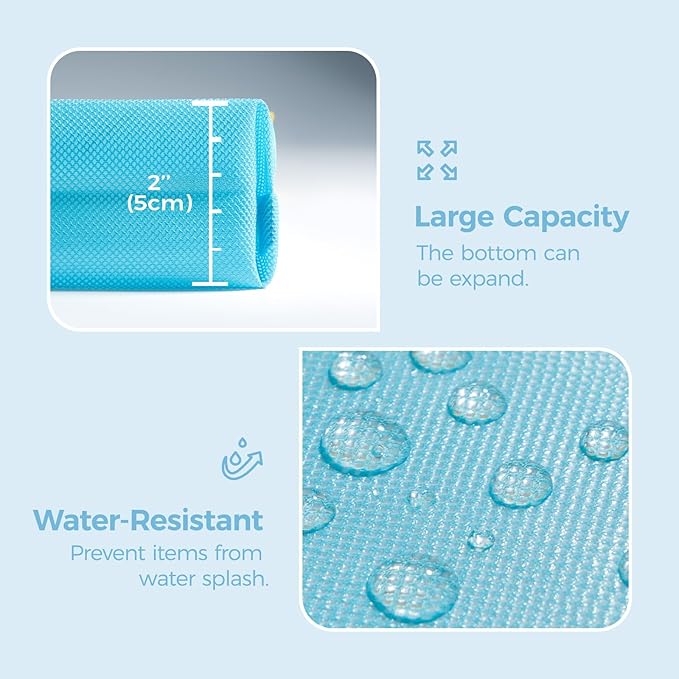 pack all Water-resistant Material Zipper Pouch, Mesh Zipper Bag for Storage, Travel, Office (Small, Blue)