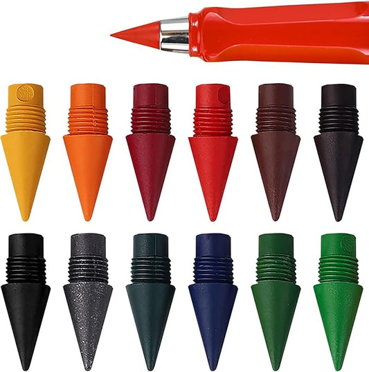 Everlasting Pencil:24PCS 12 colors Replaceable Refill Infinite Pencil Replaceable Graphite