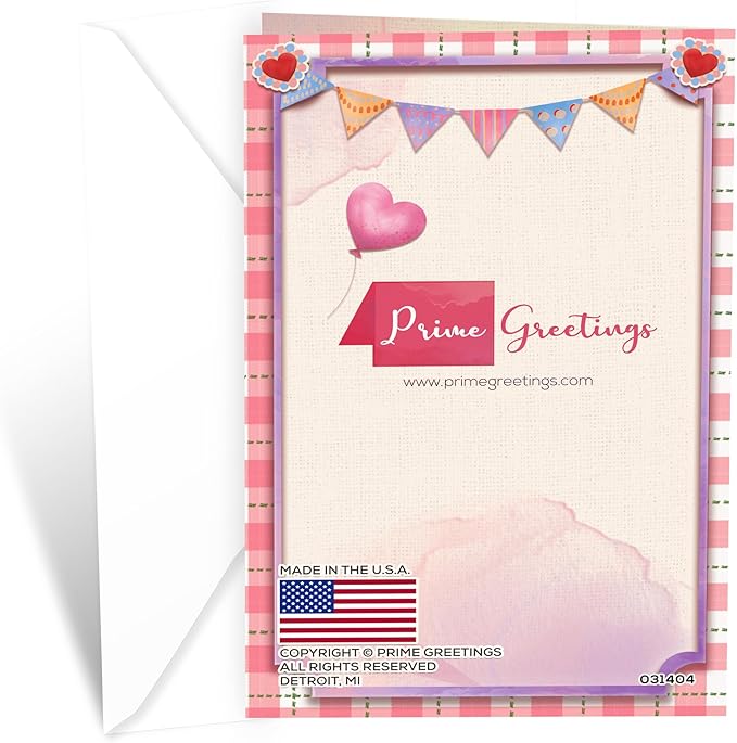Prime Greetings Cute Daughter Birthday Card, Made in America, Eco-Friendly, Thick Card Stock with Premium Envelope 5in x 7.75in, Packaged in Protective Mailer