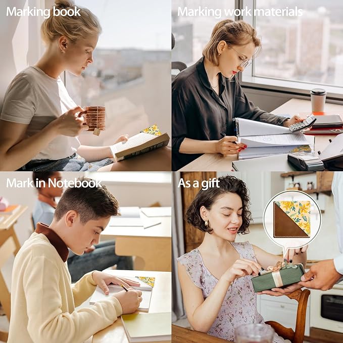 Personalized Leather Bookmarks, Fun & Cute Book Accessories for Reading Lovers, Unbreakable Page Markers for Women Men Girls Boys Student Teacher Kids Retirement Birthday Gifts (Yellow Flower)