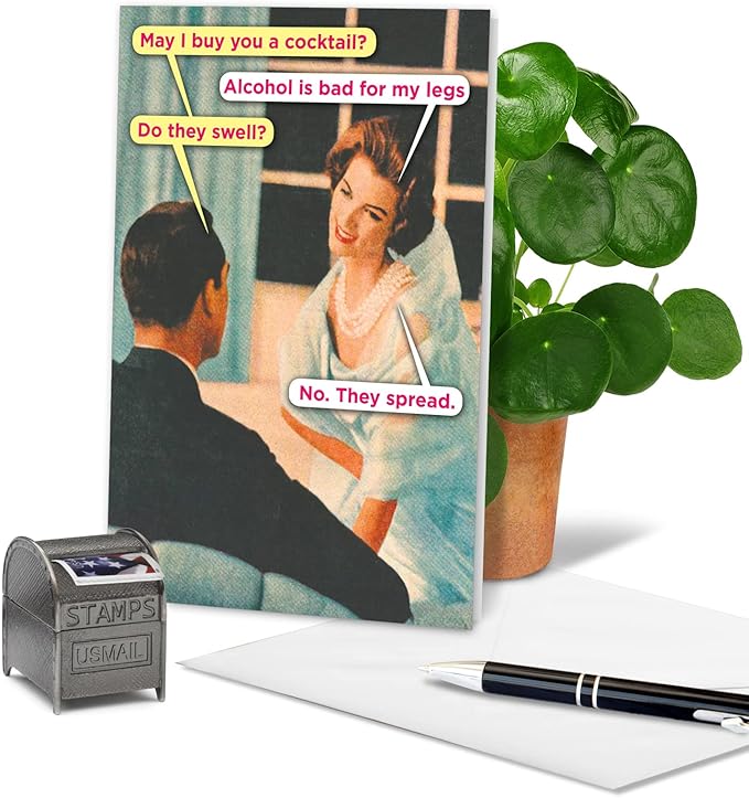 NobleWorks - Funny Birthday Greeting Card with 5 x 7 Inch Envelope (1 Card) Bday Bad for Legs Spread 5678