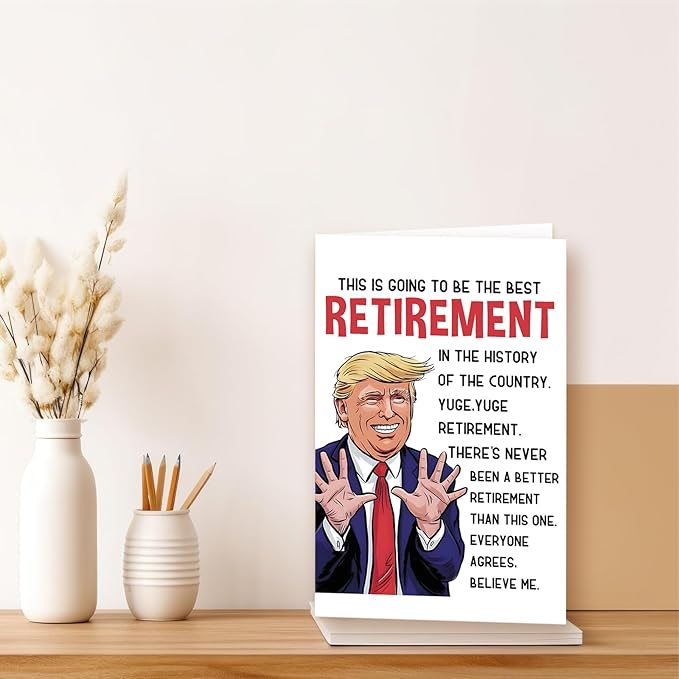 Best Trump Retirement Gifts for Woman Men, Funny Coworker Colleague Retirement Card, Happy Leaving Card for Retired Boss Teacher Friend Family