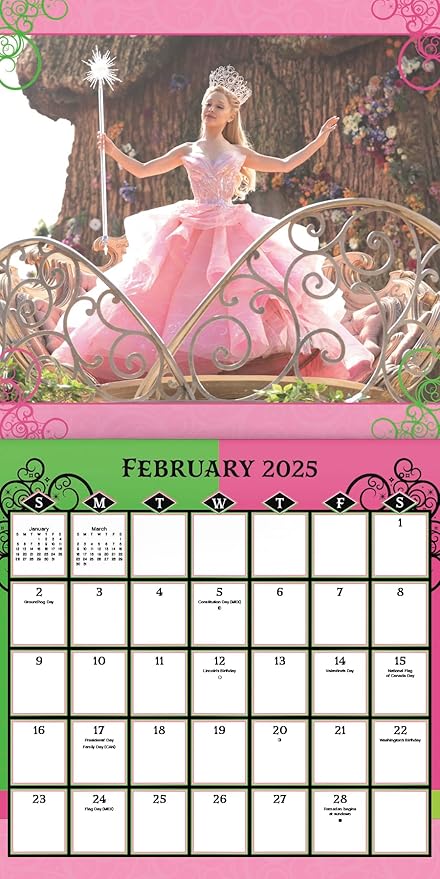2025 Wicked Movie: Elphaba and Glinda Wall Calendar & Push Pins