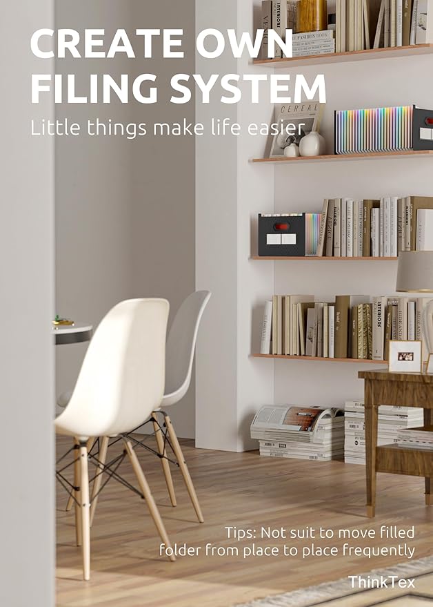 ThinkTex 26 Pockets Expanding File Folder, Upright & Open Top, A-Z Colorful Tabs, Larger Capacity Accordian Folder, Letter/A4 Size for School, Home and Office