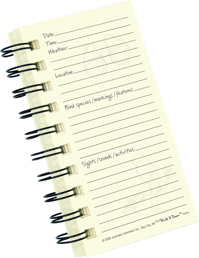 Write it Down series by Journals Unlimited, Guided Journal, Bird Watching, My Bird Journal, Mini-Size 3”x5.5”, Kraft Hard Cover, Made in USA