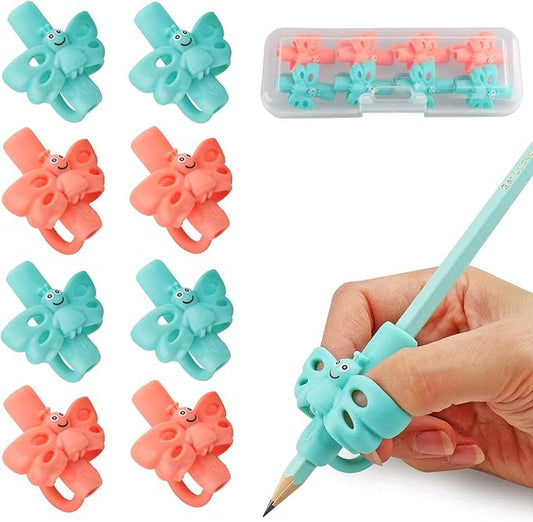 JuneLsy Butterfly Three-Finger Pencil Grips Kids Handwriting Pencil Gripper Pencil Holder Posture Correction Training Writing AIDS for preschooler Kids Toddler 3-7Year (8PCS)