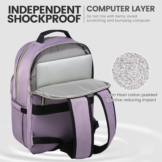 LOVEVOOK Laptop Backpack for Women 17.3 inch,Cute Womens Travel Backpack Purse,Professional Laptop Computer Bag,Waterproof Work Business College Teacher Bag Carry on Backpack with USB Port,Taro Purple