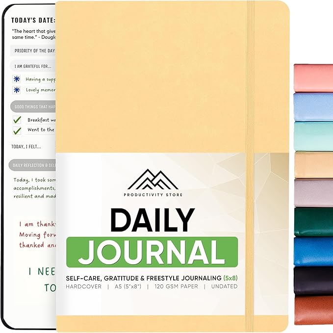 PRODUCTIVITY STORE Journal For Women & Men - Gratitude Journal, Self Care & Mental Health Journal For Women & Men - A5 - Cream