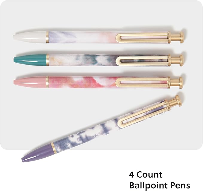 U Brands Monterey Ballpoint Pens, Set of 4, Soft Dye With Gold Details, Bold (1.0 mm) Point, Black Ink