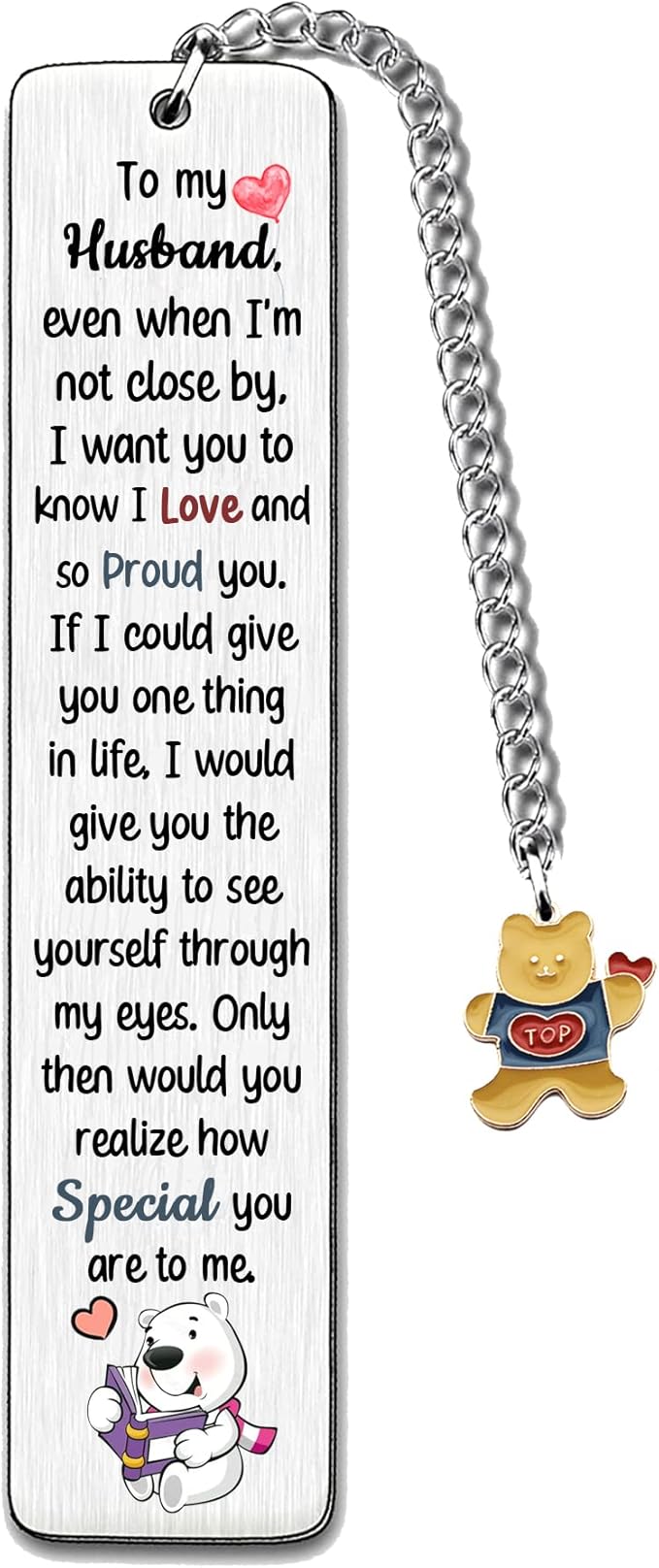 Husband Bookmarks Birthday Gift Man Christmas Encourage Bookmark Valentines Day Distance Miss You Cute Present Appreciate Wedding Anniversary Love Reminder Keepsakes I Love Proud of You for Him Bear