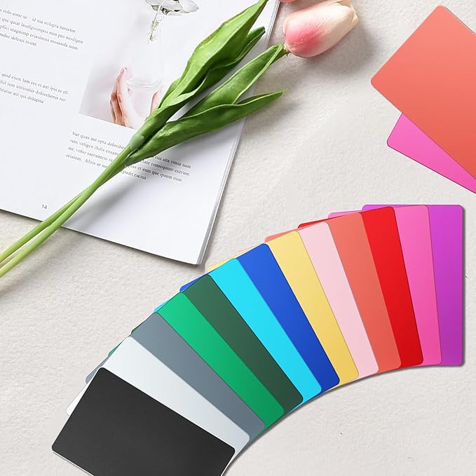 Thick Multi-Colors Aluminum Metal Business Cards Anodized aluminum 86 X 54 X 0.8 mm 15 pcs Include Protector Sleeves(Frosted)