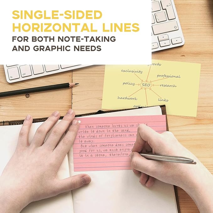 500PCS 3x5 Colored Index Cards with Ring Ruled-Goefun Lined Note Cards 3 x 5 Color Flashcards with Ring for Studying, Note Taking, To Do List