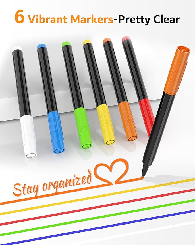 Magnetic Acrylic Calendar for Fridge,2 Pack 12"x16" Clear Fridge Calendar Dry Erase Magnetic Planning Boards Set Includes 6 Colorful Highlight Markers,Magnetic Pen Holder and Erase Towel