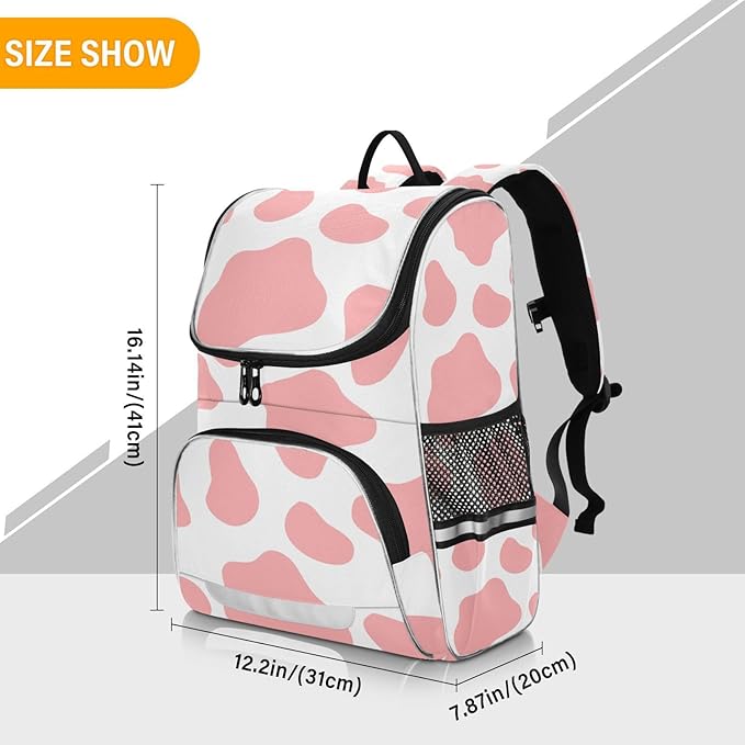 Cow Print Backpack with Reflective Strip for Kids Boys Girls Elementary School Bag Removable Chest Strap
