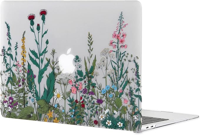 Case for MacBook Pro 13 inch M2 M1 A2338 A2289 A2251 A2159 A1989 A1706 2023-2016 Release with Touch ID, 6 in 1 Matte Clear Shell&Keyboard Cover&Screen Protector&Webcam Cover, Garden Flower