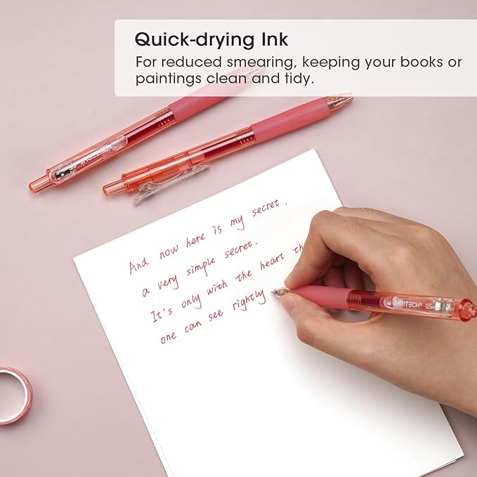 WRITECH Retractable Fine Point Gel Pens (Red)