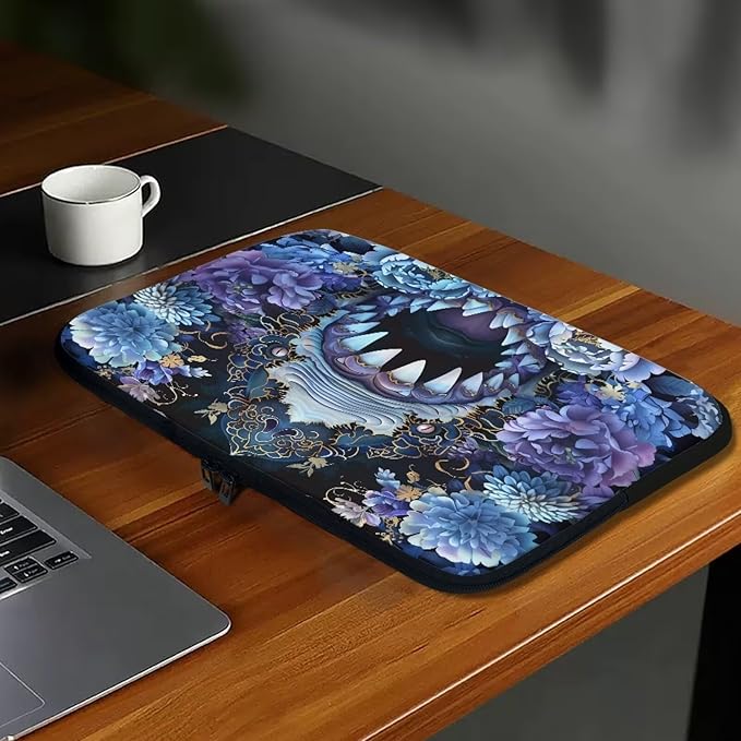 SharkPeony Printed Computer Bags for Laptops for Women Men, Shockproof 10 Inch Laptop Case Bag Washable Messenger Bag with Zipper, Laptop Case Computer Carrying Cover Easy to Carry