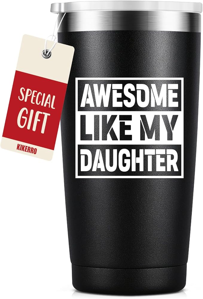 Dad Gifts from Daughter, Dad Birthday Gift, Fathers Day Christmas Birthday Gifts for Dad, Cool Gifts for Dad, 20oz Stainless Steel Insulated Dad Tumbler, Black