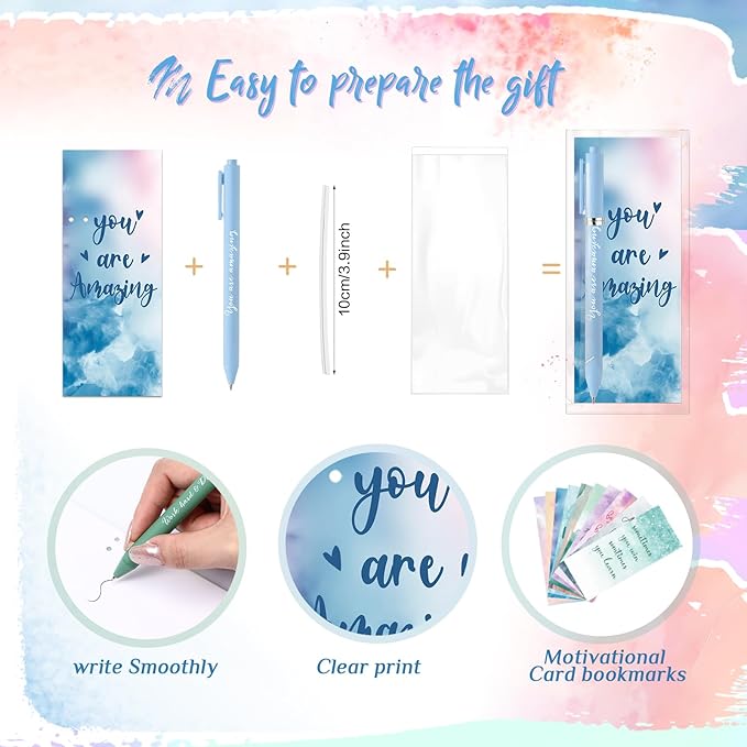 Quelay 30 Set Christmas Inspirational Gift Bulk with Motivational Pens Inspiring Quote Bookmarks Team Building Gifts for Employees Appreciation Team Women Staff Gifts Bulk Volunteers(Inspirational)