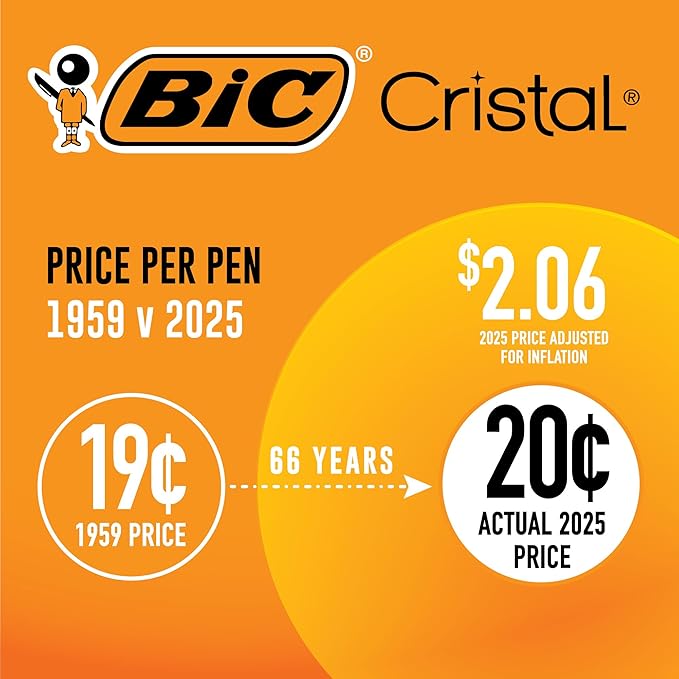 BIC Cristal Xtra Smooth Ballpoint Pen, Medium Point (1.0mm), Blue, 10-Count