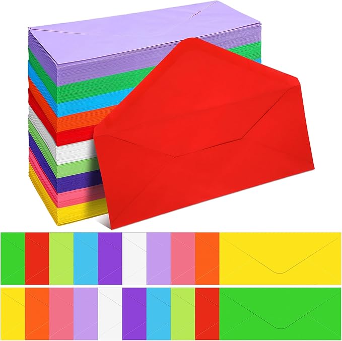 500 Pcs #10 Business Envelopes Adhesive Standard Envelopes Colored Envelopes for Office Check Invoices Letters Letterhead Invitations Announcements 4-1/8 x 9-1/2'' (Cute Color)