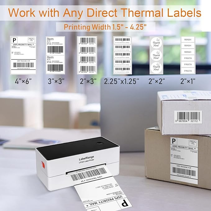 LP320 Label Printer – High Speed 4x6 Shipping Label Printer, Windows, Mac, Linux and Chrome OS Compatible, Supports Amazon, Ebay, Shopify, Poshmark, Pirate Ship, Shippo and More