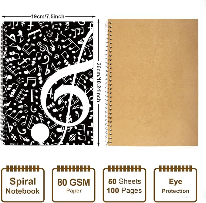 MAXCURY Blank Sheet Music Composition Manuscript Staff Paper Art Music Notebook Black 100 Pages 26x19cm (Music Note)