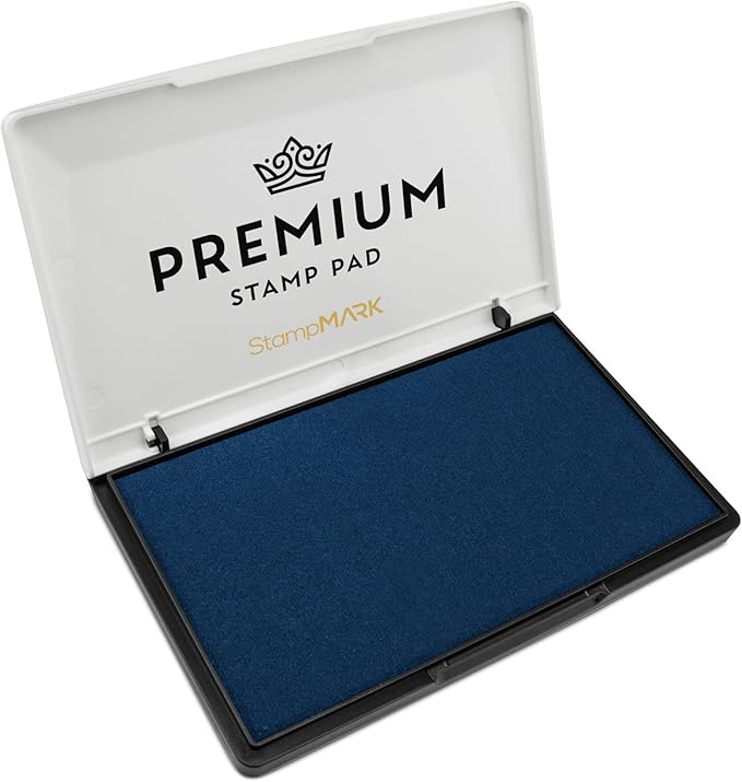 Premium Stamp Pad Large Size 3.5" x 6" - for Traditional Rubber Stamps - Felt Pad Blue Color