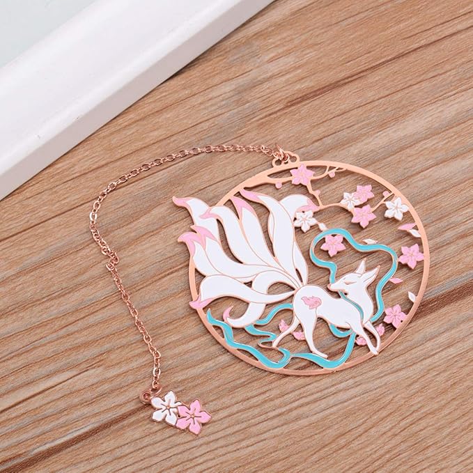 1pcs Metal Bookmark, Beautiful Vintage Bookmarks with Tassels for Women Reader (Nine-Tailed Fox)