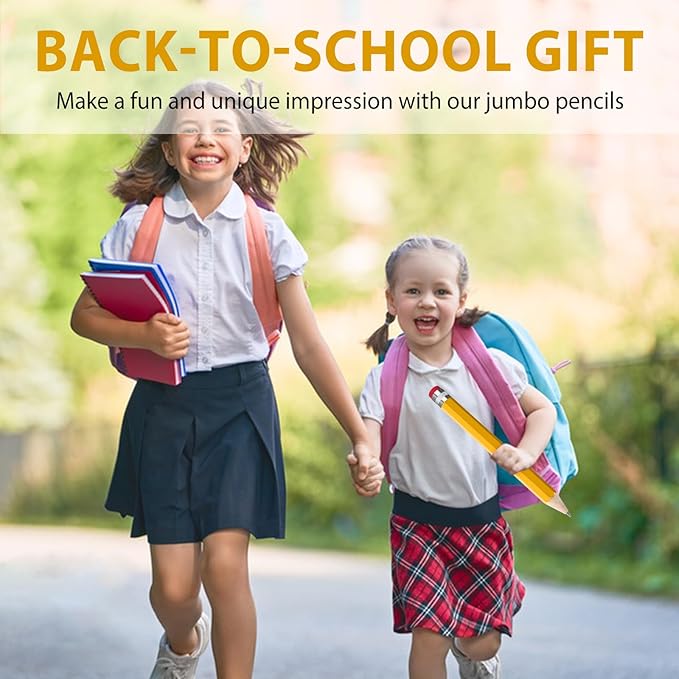 Wooden Jumbo Pencils 13.3'' Funny Giant Pencil For Party Favors Novelty Large Pencil For School Home Office Prop Supplies 2pcs Yellow