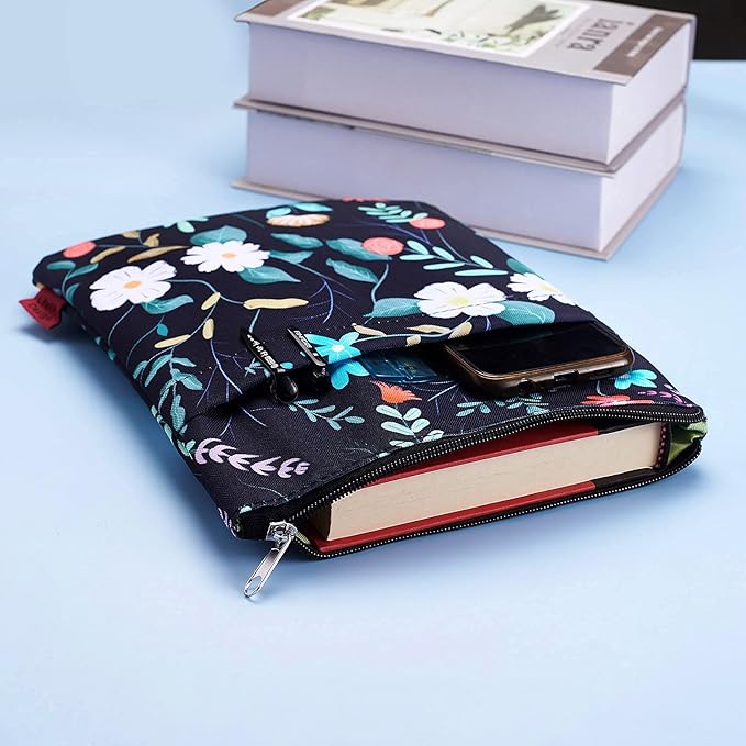 Book Sleeve for Book Lovers, Bookish Book Protector, Book Covers for Paperbacks, Washable Fabric, Book Sleeves with Zipper, Medium 11 Inch X 8.7 Inch