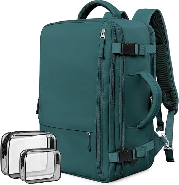 Backpack for Traveling Women Men, Flight-approved Carry-on Travel Backpack Bag, Personal Item Backpack Luggage on Airplanes, Travel Essentials, Peacock Blue