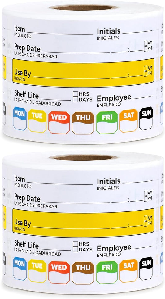 Restaurant Quality Shelf Life Food Rotation Labels, 2” x 3” Self-Adhesive Removable Freezer Food Labels Stickers, Perfect for Reusable Containers, Food Date Sticker (Large, Count, 2)