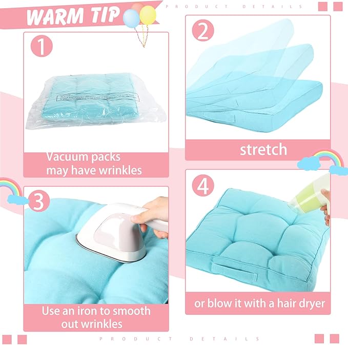 Gerrii 8 Pieces Floor Cushions for Kids Classroom Flexible Floor Seating Cushions Floor Pillows for Home School Kindergarten Daycare Nursery(Bright Color,Square)