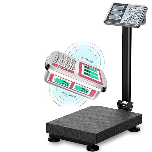 660lb Floor Weight Computing Postal Scale - Digital Large Platform Scale LB/KG Perfect Industrial Platform Scale Foldable for Postal Luggage Shipping Mailing Weighing Double-Sided Display